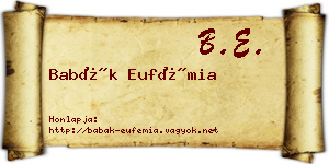 Babák Eufémia névjegykártya